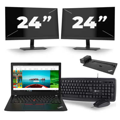 Lenovo Thinkpad A285 - AMD Ryzen 5 2500U - 12 inch - 8GB RAM - 256GB SSD - Windows 10 + 2x 24 inch Monitor