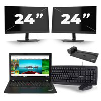 Lenovo Thinkpad A285 - AMD Ryzen 5 2500U - 12 inch - 8GB RAM - 256GB SSD - Windows 10 + 2x 24 inch Monitor
