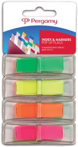 Pergamy index ft 45 x 12 mm, blister met 4 geassorteerde neonkleuren, met dispenser