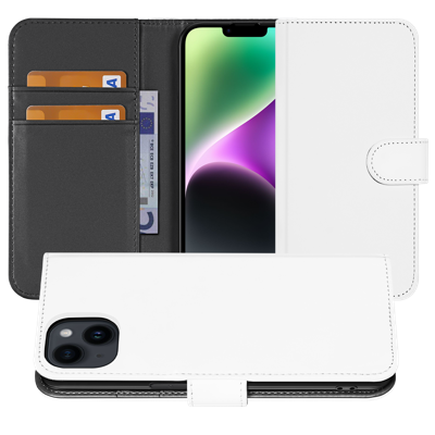 Book Case Telefoonhoesje voor de iPhone 15 Wit met Pasjeshouder