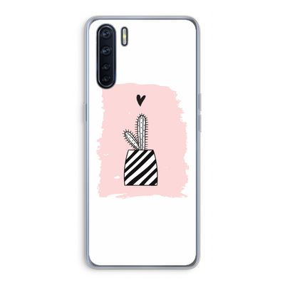 Zwart-wit cactus: Oppo A91 Transparant Hoesje