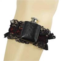 Kousenband - zwart - met flesje - verkleed kousenband - dames - 80s - jaren 80 Kousenband - zwart - met flesje - verkleed kousenband - dames - 80s - jaren 80