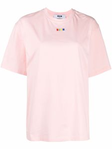 MSGM t-shirt en coton à logo brodé - Rose