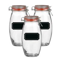 Weckpot/inmaakpot - 4x - 1.9L - glas - met beugelsluiting - incl. etiketten