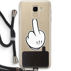 Middle finger black: Samsung Galaxy J6 (2018) Transparant Hoesje met koord