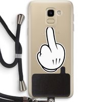 Middle finger black: Samsung Galaxy J6 (2018) Transparant Hoesje met koord