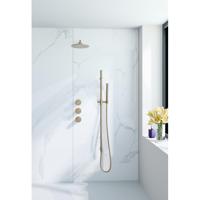 Fortifura Nebbio Regendoucheset - inbouwkraan - inbouwdeel - glijstang - doucheslang metaal - staaf handdouche - 35cm wandarm - 30cm ronde hoofddouche - geborsteld messing PVD (goud) SW1183067 SW1111531 SW706206 SW720570 SW720562 SW1