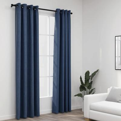 VidaXL Gordijnen linnen-look verduisterend ogen 2 st 140x245 cm blauw