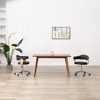 Kantoorstoel draaibaar gebogen hout en kunstleer zwart