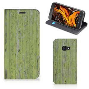 Samsung Galaxy Xcover 4s Book Wallet Case Green Wood