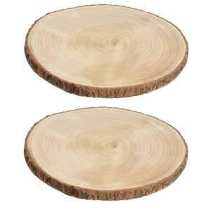 4x stuks houten decoratie boomschors boomschijven D25 cm