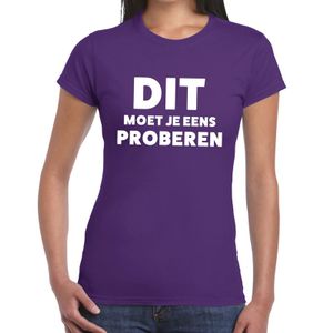 Dit moet je eens proberen beurs/evenementen t-shirt paars dames