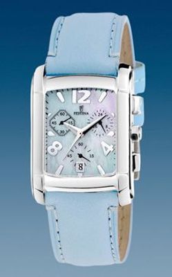 Horlogeband Festina F16101-8 Leder Lichtblauw 22mm