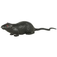 Grote plastic rat - donkergrijs - 20 cm - met rode ogen - namaak dieren - thumbnail