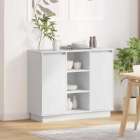 Dressoir met LED -striplichten Wit 90 x 32 x 75 cm Bewerkt hout