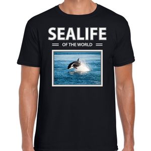 Orkas t-shirt met dieren foto sealife of the world zwart voor heren