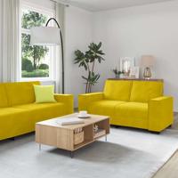 3-delige Loungeset met kussens fluweel geel