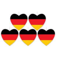 Hangdecoratie hartje Duitsland - 5x stuks - dia 28 cm - Duitse vlag EK/WK landen versiering