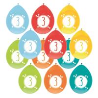 Haza party Ballonnen - 3 jaar - leeftijd verjaardag - 18x stuks - 30 cm - versiering - feestartikele
