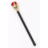 Verkleed staf - Koninklijke scepter met rode steen - 45 cm - carnaval accessoires koning/koningin - thumbnail