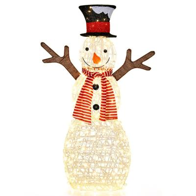 Verlichte Sneeuwpop Kerstdecoratie 80 Voorverlichte Kunst-LED's Kerstdecoratie met Grondpennen en Kabelbinders Binnen/Buiten Decoratie