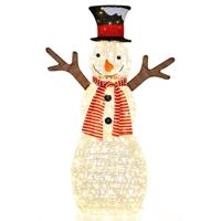 Verlichte Sneeuwpop Kerstdecoratie 80 Voorverlichte Kunst-LED's Kerstdecoratie met Grondpennen en Kabelbinders Binnen/Buiten Decoratie
