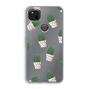 Cactusprint roze: Google Pixel 4a Transparant Hoesje