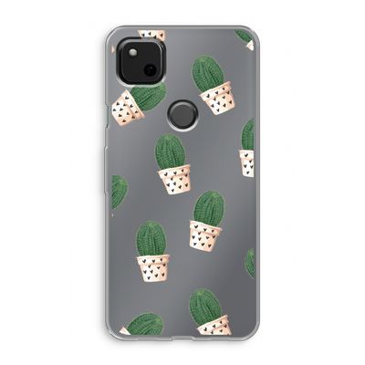 Cactusprint roze: Google Pixel 4a Transparant Hoesje