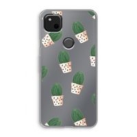 Cactusprint roze: Google Pixel 4a Transparant Hoesje