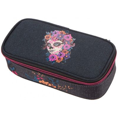 etui Dia de Muertos 21 x 10 x 6 cm polyester zwart