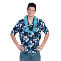 Blauwe Hawaii thema verkleed blouse overhemd Honolulu - thumbnail