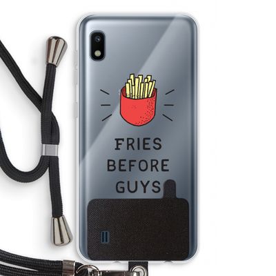 Fries before guys: Samsung Galaxy A10 Transparant Hoesje met koord