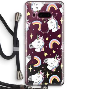 Rainbow Unicorn: HTC U12+ Transparant Hoesje met koord