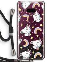 Rainbow Unicorn: HTC U12+ Transparant Hoesje met koord