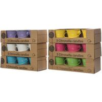 Citronella kaarsjes 3 in emmertje 6 assorti kleur 5 x 6,5 cm