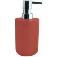 Zeeppompje/zeepdispenser Porto - PS kunststof - terracotta/zilver - 7 x 16 cm - 260 ml