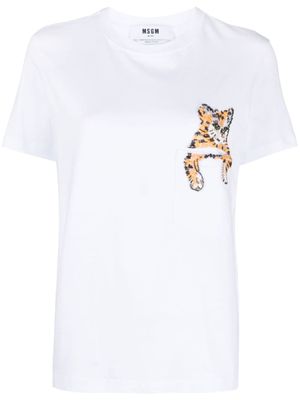 MSGM t-shirt en coton à ornements strassés - Blanc