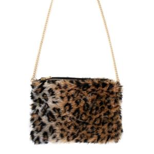 Verkleed handtas - luipaard/panter print - dames - pluche - foute party/carnaval