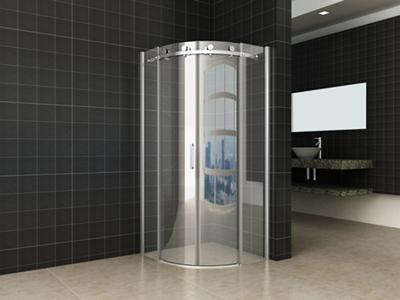 Wiesbaden 1/4 r. cabine 2 schuifdeuren 900x900x2000 chr.8mm NANO