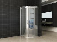 Wiesbaden 1/4 r. cabine 2 schuifdeuren 900x900x2000 chr.8mm NANO