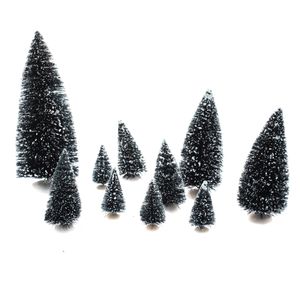Kerstdorp accessoires - miniatuur boompjes/kerstboompjes - 10x stuks