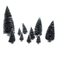 Kerstdorp accessoires - miniatuur boompjes/kerstboompjes - 10x stuks - thumbnail