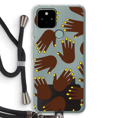 Hands dark: Pixel 5 Transparant Hoesje met koord