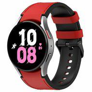 leer + siliconen bandje - Maat: large - Rood - Samsung Galaxy watch 7 - 40mm & 44mm - thumbnail