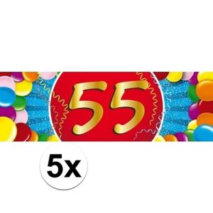 5x 55 Jaar leeftijd stickers verjaardag versiering   -