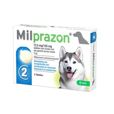 Milprazon ontworming grote hond 12,5mg - 2 tabletten