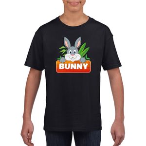 Konijnen dieren t-shirt zwart voor kinderen