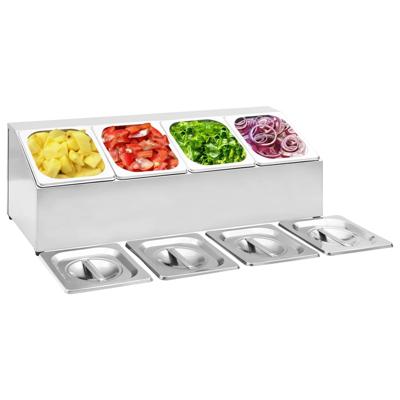VidaXL Gastronormbakkenhouder met 4 gn 1/6 bakken roestvrij staal