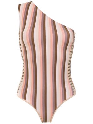 Amir Slama one shoulder swimsuit - Marron