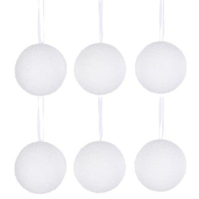 Kerstballen sneeuw - 6x st - wit - D8 cm - sneeuwballen - sneeuwdecoratie